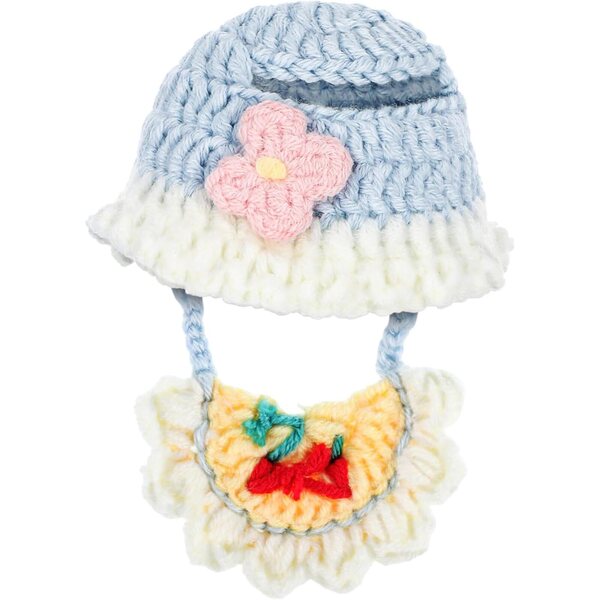 Puppenzubehör-Set Blumenmütze und Baumwoll-Bandana-Lätzchen