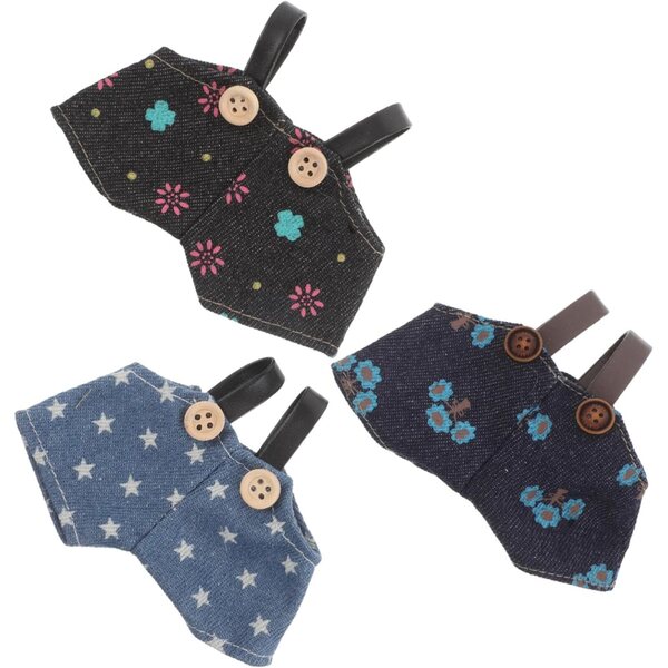 Gatuida 3 pezzi Salopette in Pile Denim per Bambole e Peluche Morbide e Facili da Usare