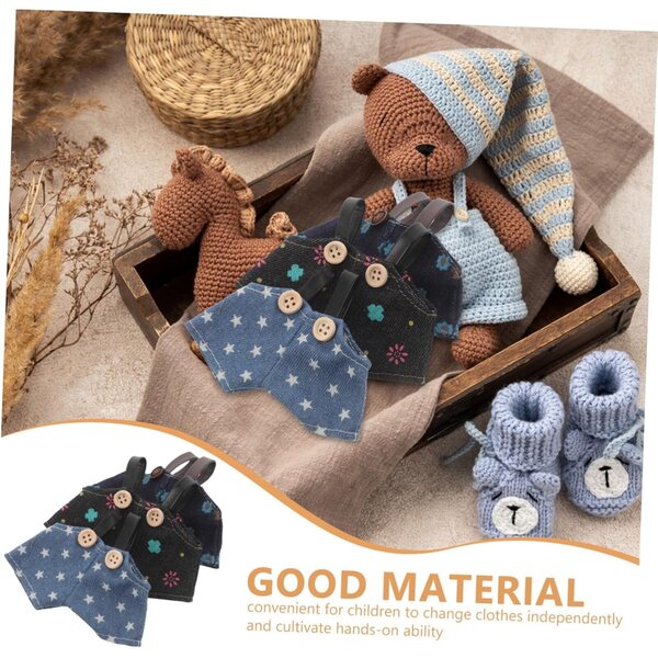 Gatuida 3 pezzi Salopette in Pile Denim per Bambole e Peluche Morbide e Facili da Usare
