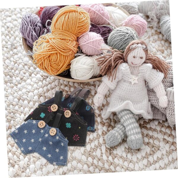 Gatuida 3 pezzi Salopette in Pile Denim per Bambole e Peluche Morbide e Facili da Usare