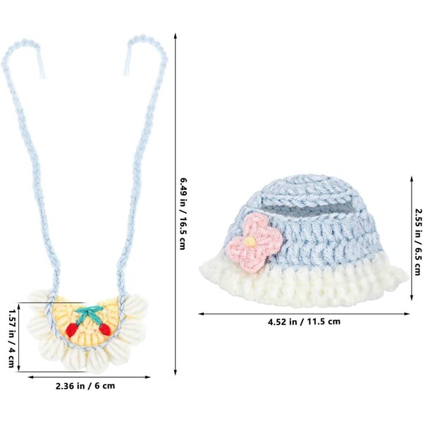 Strickmütze und Lätzchen-Set für Puppen und Stofftiere, weiche und kreative Accessoires