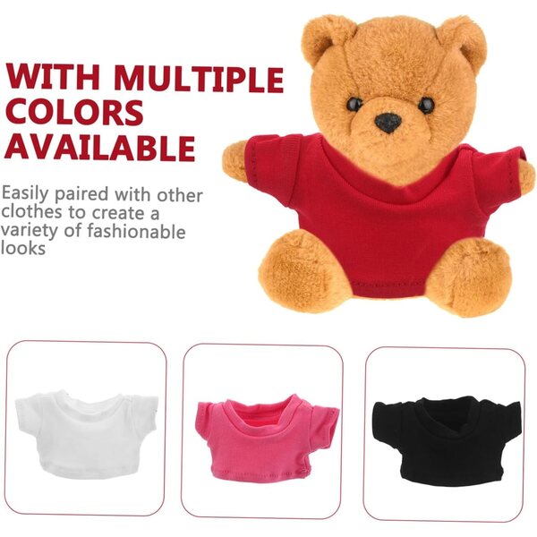 WOONEKY 4 Magliette Miniatura con Orsetto per Bambole e Peluche Colorate