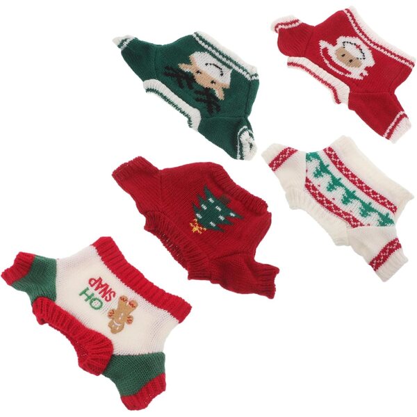 UPKOCH 5 Maglioni Natalizi per Bambole e Orsetti con Stampa Albero e Babbo Natale