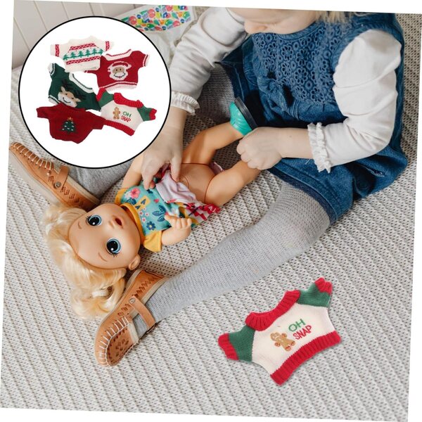 UPKOCH 5 Maglioni Natalizi per Bambole e Orsetti con Stampa Albero e Babbo Natale