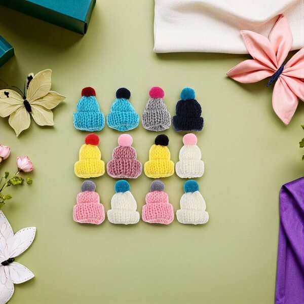 12 DIY-Miniaturkappen für Puppen, farbenfrohe und widerstandsfähige Kawaii-Dekorationen