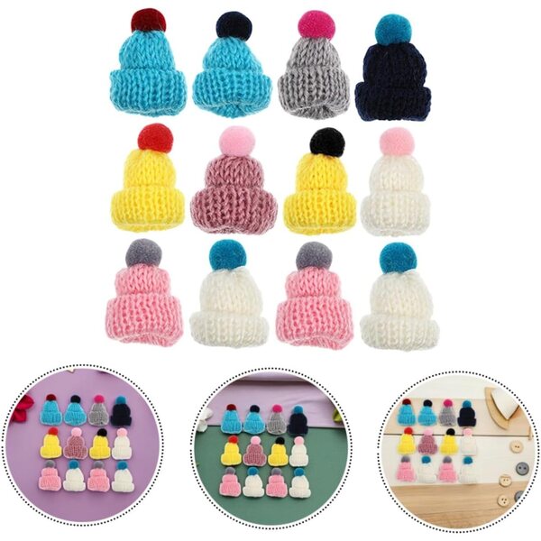 12 DIY-Miniaturkappen für Puppen, farbenfrohe und widerstandsfähige Kawaii-Dekorationen