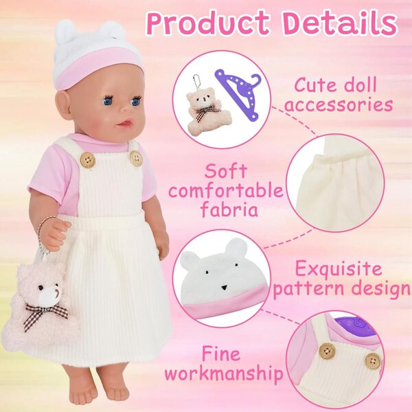 Carreuty Set 7 pezzi vestiti per bambole 30-43 cm - Abiti moda per bambine