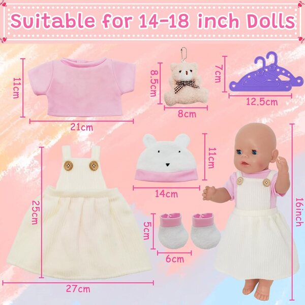 Carreuty Set 7 pezzi vestiti per bambole 30-43 cm - Abiti moda per bambine