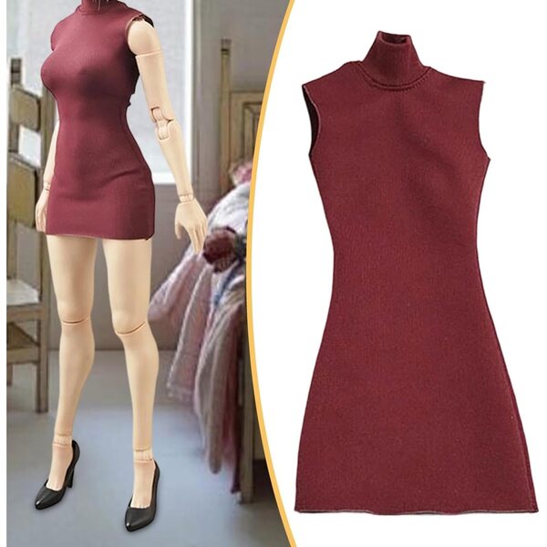 Elegantes rotes Kleid für 1/6 Puppen – modisches Accessoire für 12-Zoll-Actionfiguren