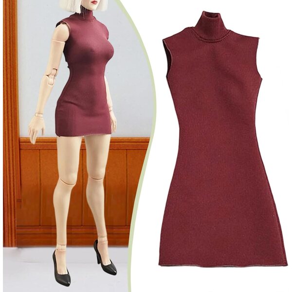 Elegantes rotes Kleid für 1/6 Puppen – modisches Accessoire für 12-Zoll-Actionfiguren