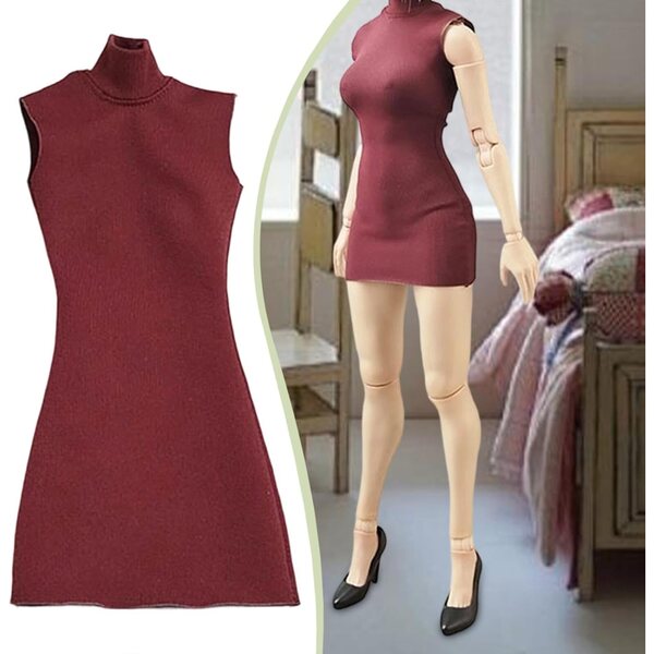 Elegantes rotes Kleid für 1/6 Puppen – modisches Accessoire für 12-Zoll-Actionfiguren