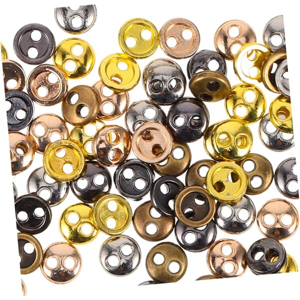 100 Mini Bottoni in Metallo Retrò per Bambole – Colori Assortiti e Alta Qualità