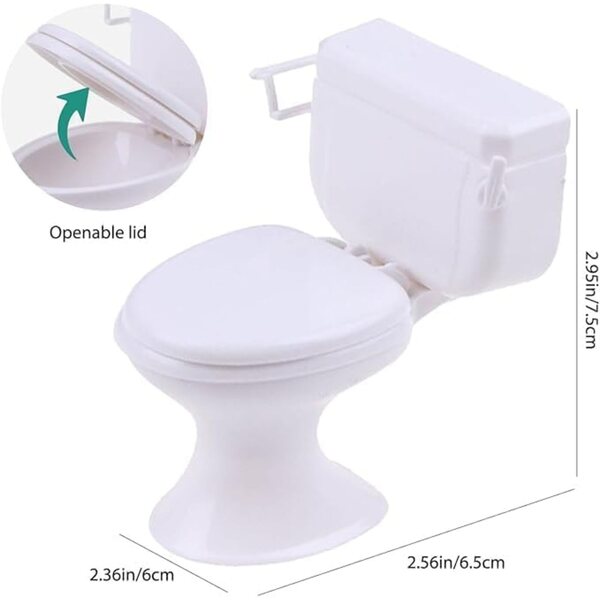 1:12 Miniatur-Toilette aus weißem Kunststoff für Puppenhäuser und realistische Dekorationen