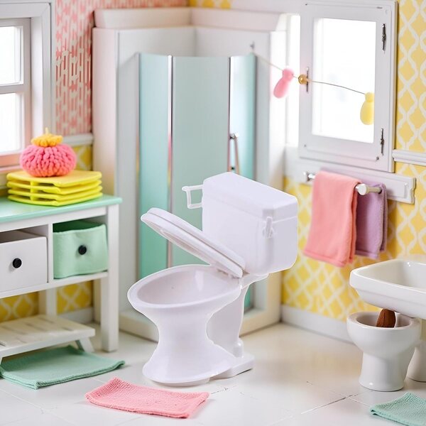 1:12 Miniatur-Toilette aus weißem Kunststoff für Puppenhäuser und realistische Dekorationen