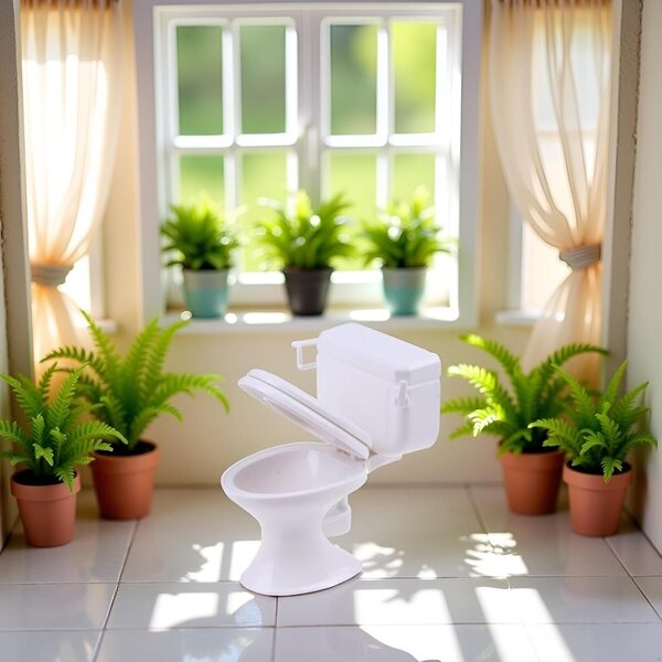 1:12 Miniatur-Toilette aus weißem Kunststoff für Puppenhäuser und realistische Dekorationen