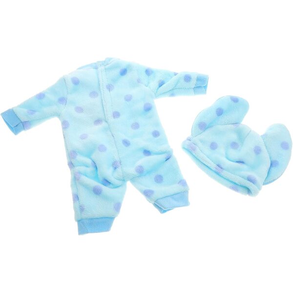 Babyblauer Plüsch-Einteiler für Puppen – weicher und leicht zu wechselnder Pyjama