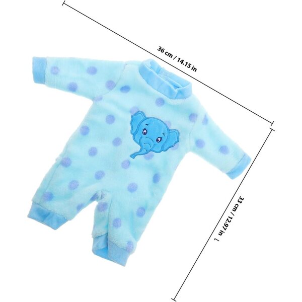 Babyblauer Plüsch-Einteiler für Puppen – weicher und leicht zu wechselnder Pyjama