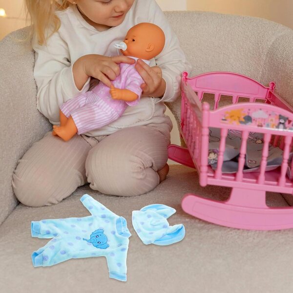 Babyblauer Plüsch-Einteiler für Puppen – weicher und leicht zu wechselnder Pyjama
