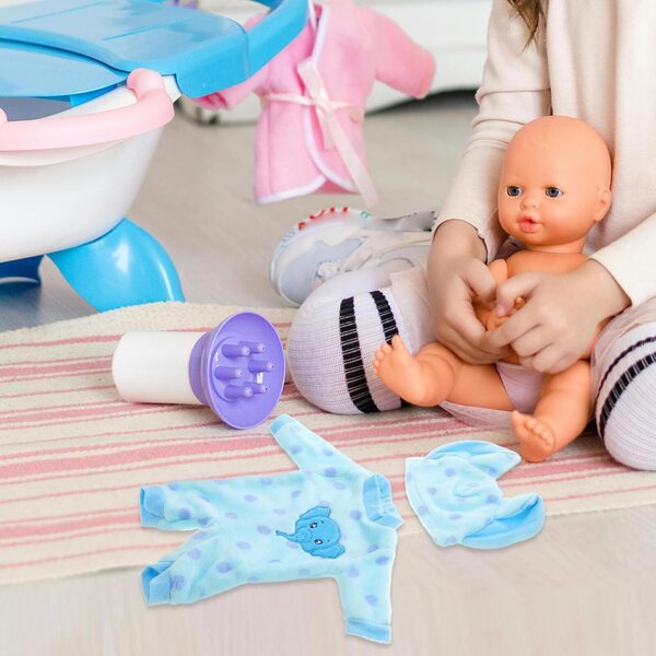 Babyblauer Plüsch-Einteiler für Puppen – weicher und leicht zu wechselnder Pyjama