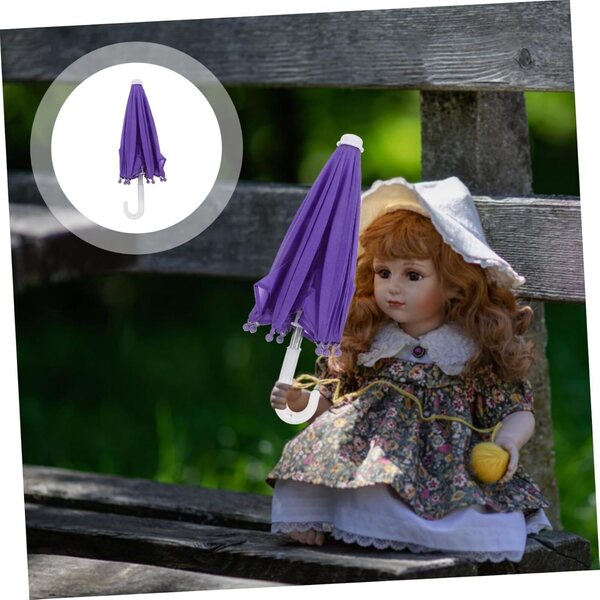 VICASKY Mini-Regenschirm aus lila Spitze für Puppenhaus 18 Zoll