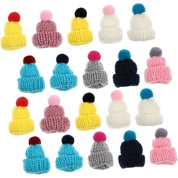 20 Mini Cappelli Colorati per Decorazioni Fai da Te - Accessori Riutilizzabili per Bambole e Natale