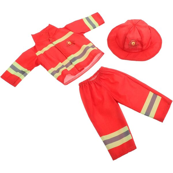 Vaguelly Costume da Pompiere per Bambole 43 cm con Casco e Pantaloni Resistenti