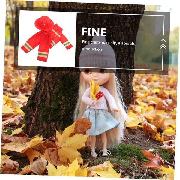 Vaguelly Costume da Pompiere per Bambole 43 cm con Casco e Pantaloni Resistenti