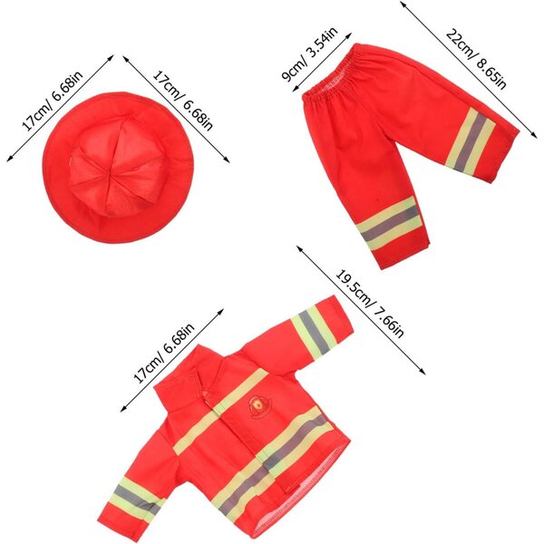 Costume Pompiere Bambole 43cm con Cappello e Pantaloni Accessori Realistici