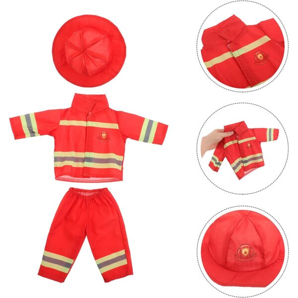 Costume Pompiere Bambole 43cm con Cappello e Pantaloni Accessori Realistici