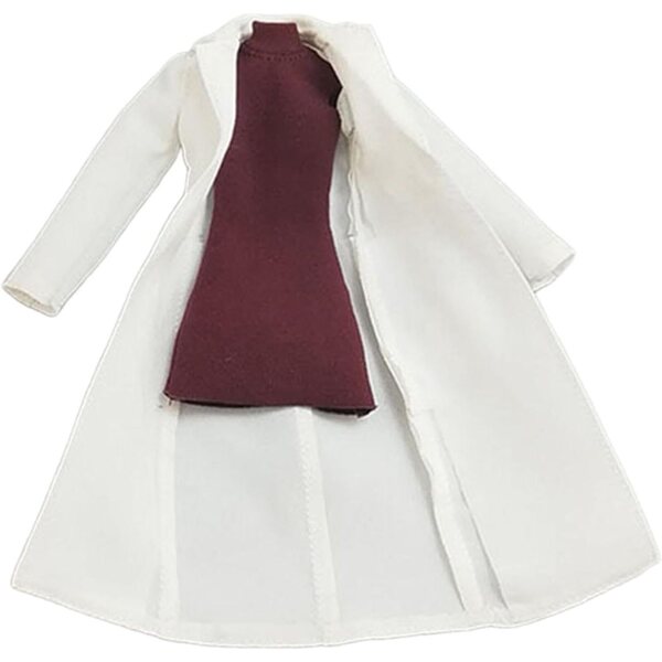 Elegantes rotes ärmelloses Minikleid für 6-Zoll-Puppen mit weißem Mantel