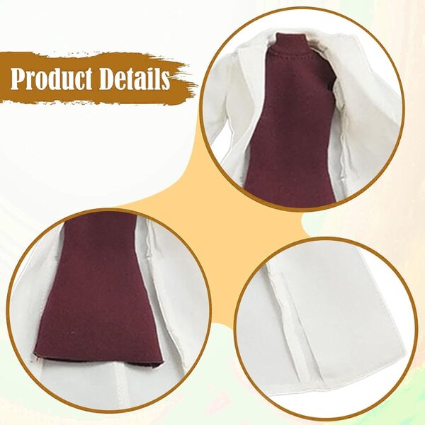 Elegantes rotes ärmelloses Minikleid für 6-Zoll-Puppen mit weißem Mantel