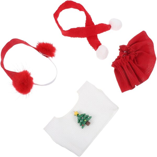Beaupretty vestito natalizio in maglia rosso e verde per bambole con accessori invernali