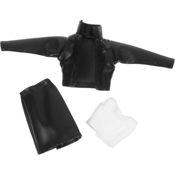 ERINGOGO Outfit Bambole 30 cm con Giacca in Pelle Sintetica, Gilet e Gonna Moda