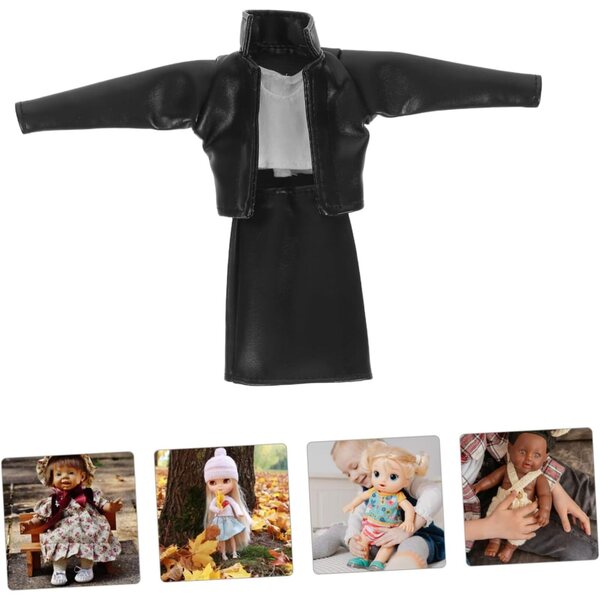ERINGOGO Outfit Bambole 30 cm con Giacca in Pelle Sintetica, Gilet e Gonna Moda