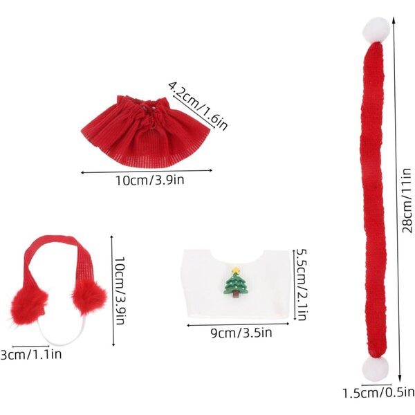 BESPORTBLE Set Vestiti Natale per Bambole con Sciarpa, Paraorecchie, Top e Gonna Rossa