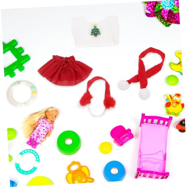 BESPORTBLE Set Vestiti Natale per Bambole con Sciarpa, Paraorecchie, Top e Gonna Rossa