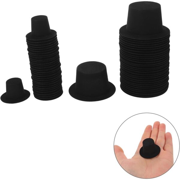 BESPORTBLE Mini Cappelli Neri per Fai da Te 60pz per Decorazioni Creative