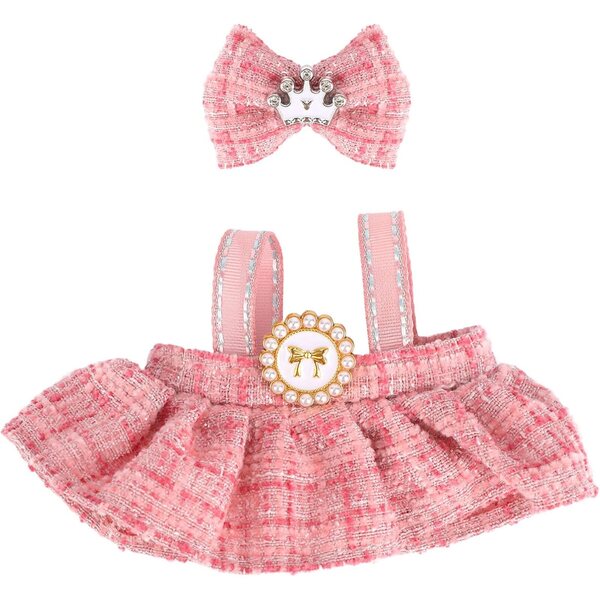 Rosa Puppenkleidungsset für 17 cm mit Rock und Kopfschmuck, weiches und widerstandsfähiges Zubehör