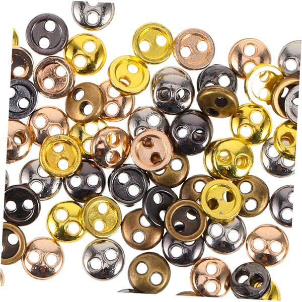 100 Mini Bottoni Rotondi in Metallo Retrò per Bambole, Cucito e Scrapbooking