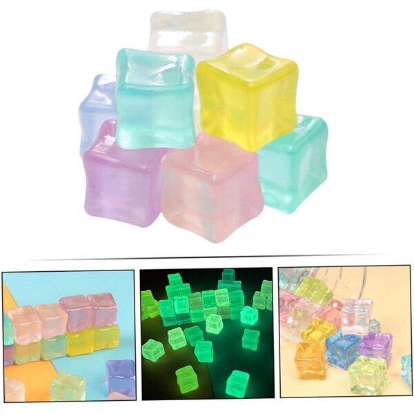Garneck 50 cubetti di ghiaccio finti in resina trasparente riutilizzabili decorativi