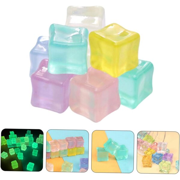 Garneck 50 cubetti di ghiaccio finti in resina trasparente riutilizzabili decorativi