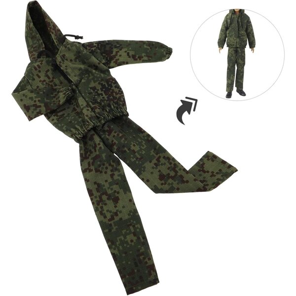 Militärkleidung für 12-Zoll-Puppen – Tarn-Outfit mit Sweatshirt, Hose und Schuhen