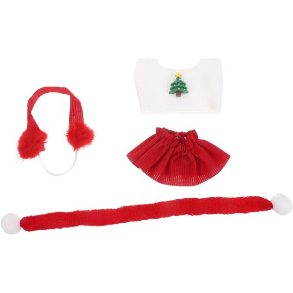 Set vestiti natalizi per bambole con maglione lavorato a maglia, gonna e accessori