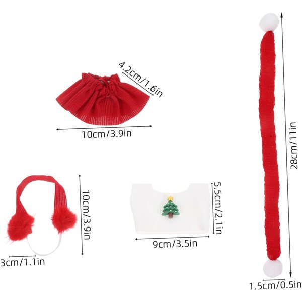 Set vestiti natalizi per bambole con maglione lavorato a maglia, gonna e accessori