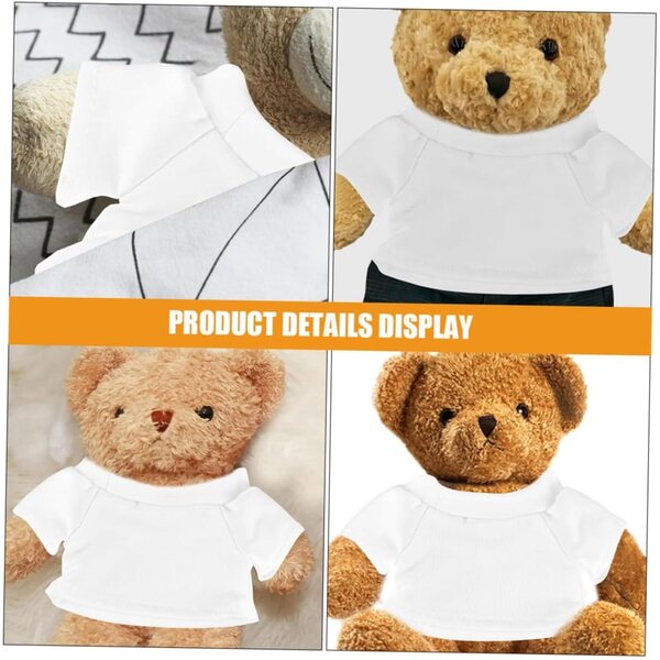 Gatuida 4 Magliette Orso in Cotone per Bambole e Peluche - Set Decorativo Facile da Indossare