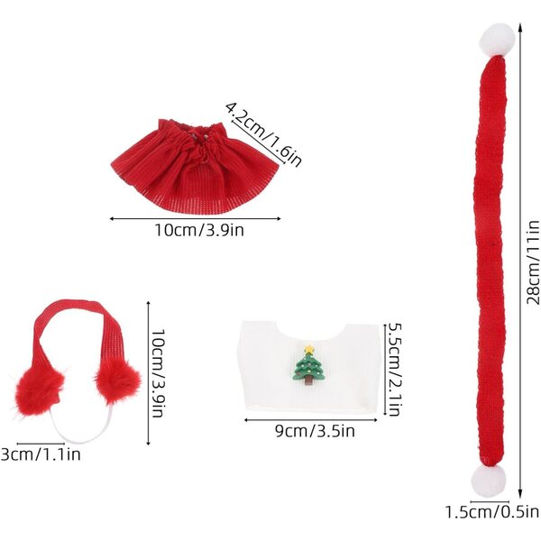 Vêtements de Noël pour poupées BESTonZON avec jupe rouge, écharpe et cache-oreilles