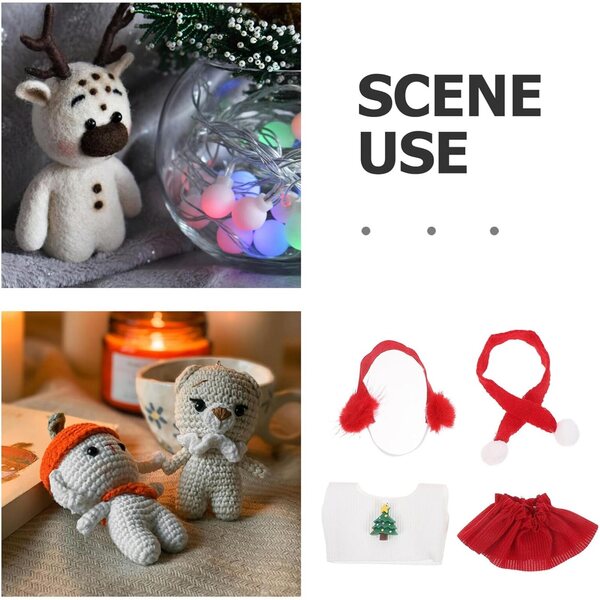 Vêtements de Noël pour poupées BESTonZON avec jupe rouge, écharpe et cache-oreilles