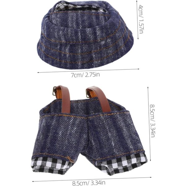 DIY Puppen- und Plüsch-Jeans-Kleidungsset mit Hut und Hose