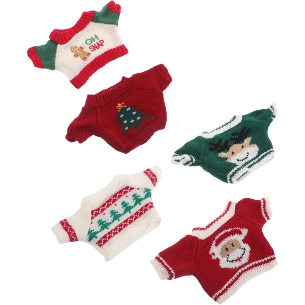 BESTonZON 5 Maglioni Natalizi per Bambole da 30 cm e Peluche, Accessori Festivi Invernali