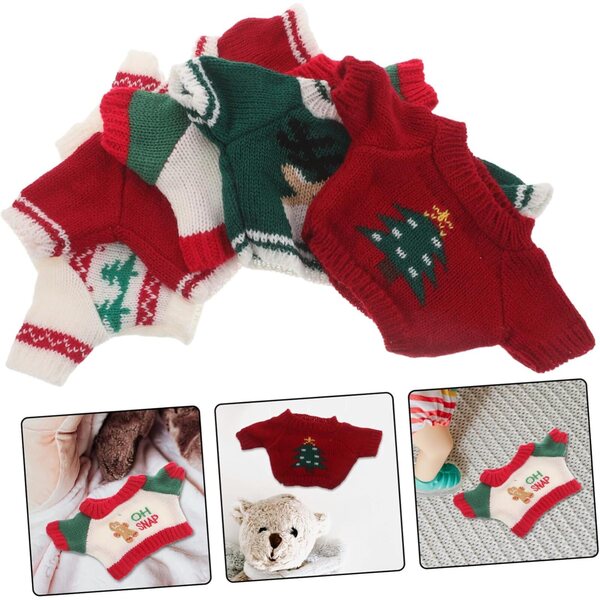 BESTonZON 5 Maglioni Natalizi per Bambole da 30 cm e Peluche, Accessori Festivi Invernali